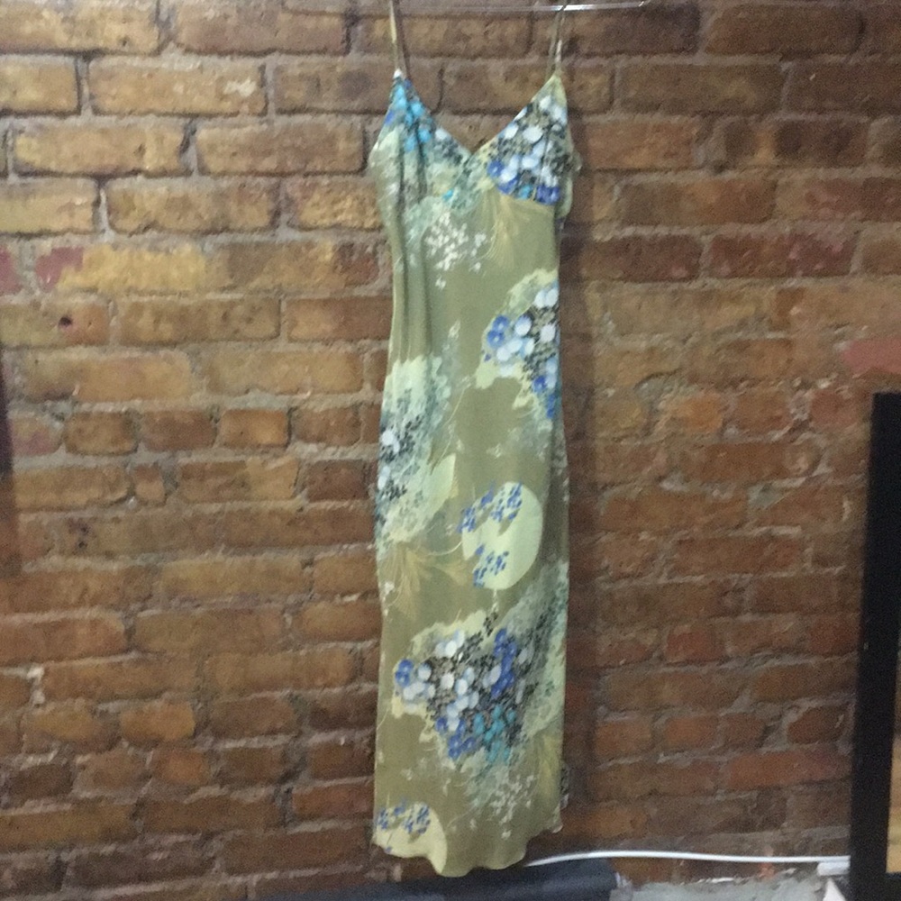 Green floral designed midi with double slits